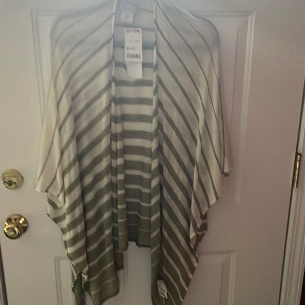 Splendid Green and White Striped Accent Cardigan